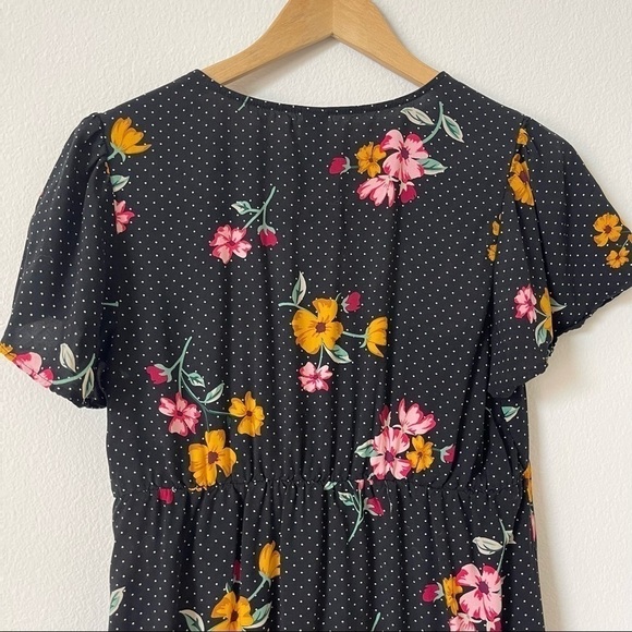 Old Navy Maternity Black Floral Polka Dot Midi Dress S - Picture 7 of 9